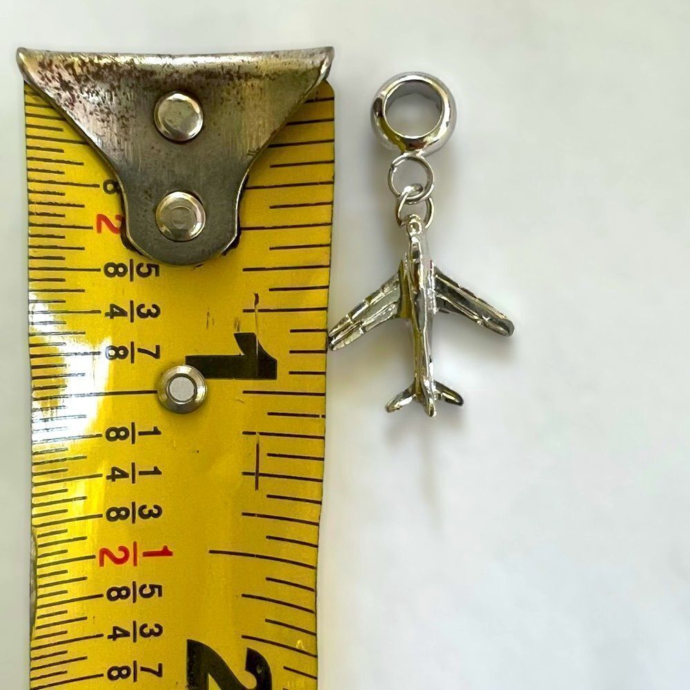 2/$18 Airplane Silver  Dangle Charm - Picture 4 of 5